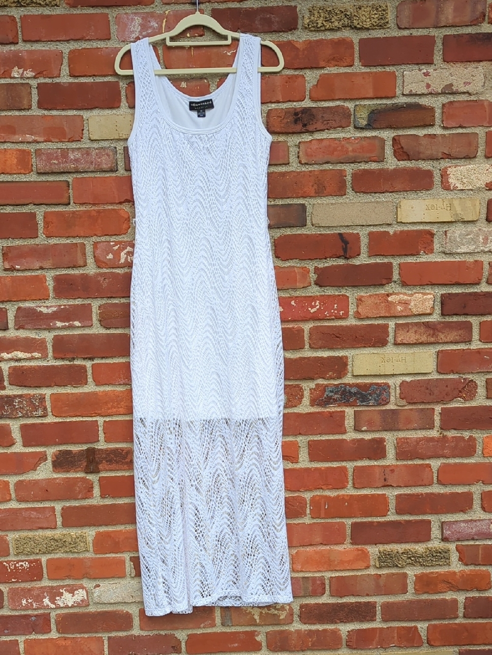 New York & Company White Lace Sleeveless Maxi Dress No Belt